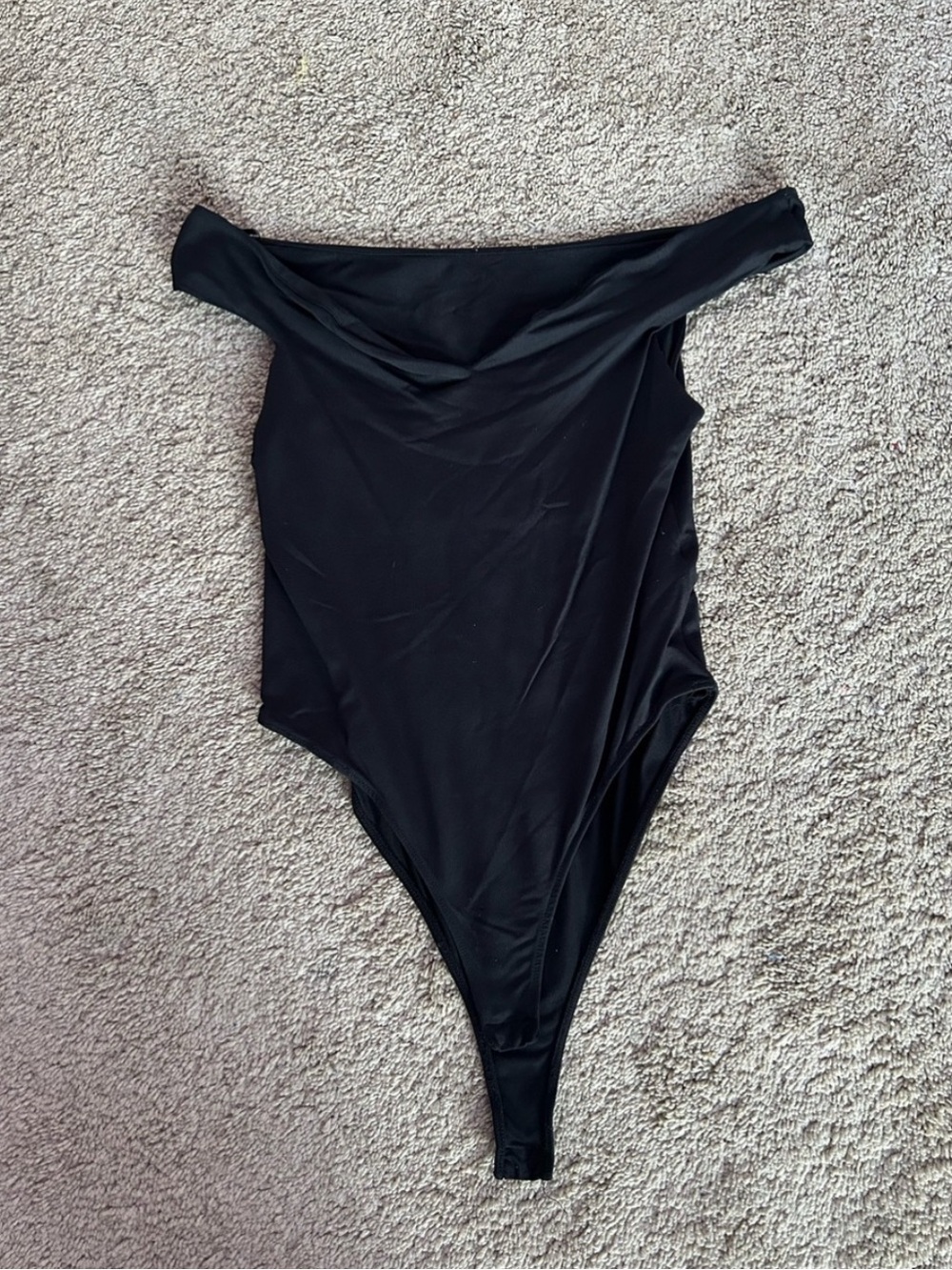 Black Off-The-Shoulder Stretch Bodysuit